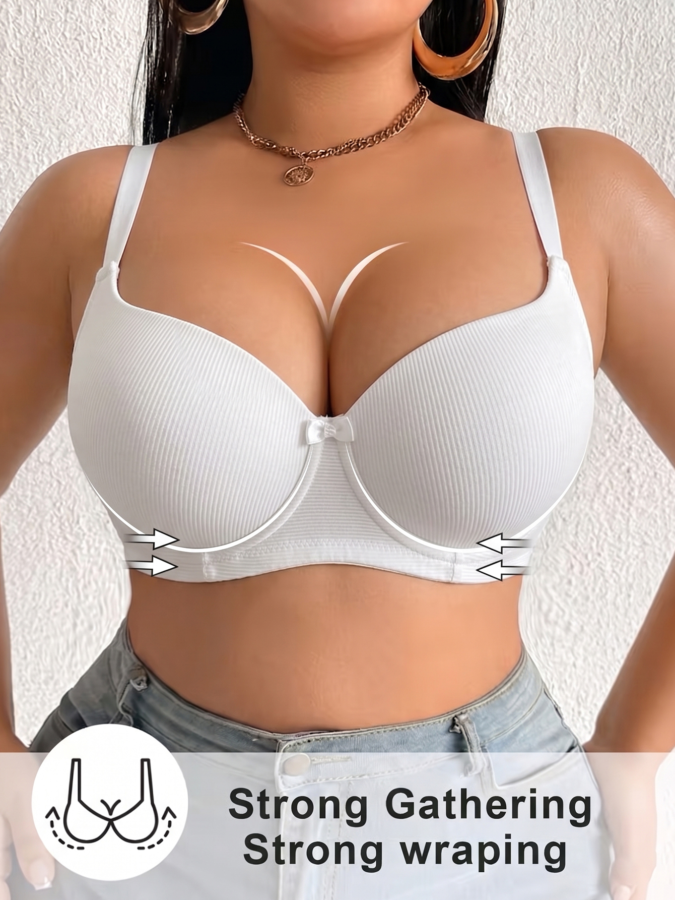 Plus Size Anti-Sagging Women B - Plunge Bra Push Up 评论和价格