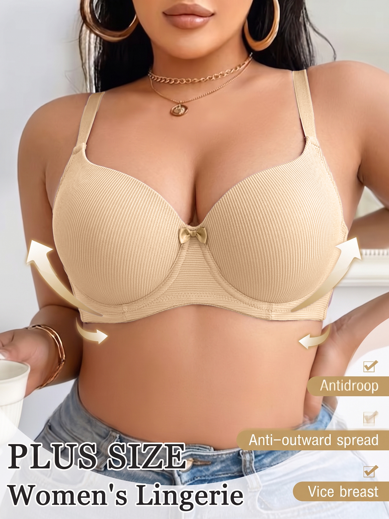 Plus Size Anti-Sagging Women B - Plunge Bra Push Up 评论和价格