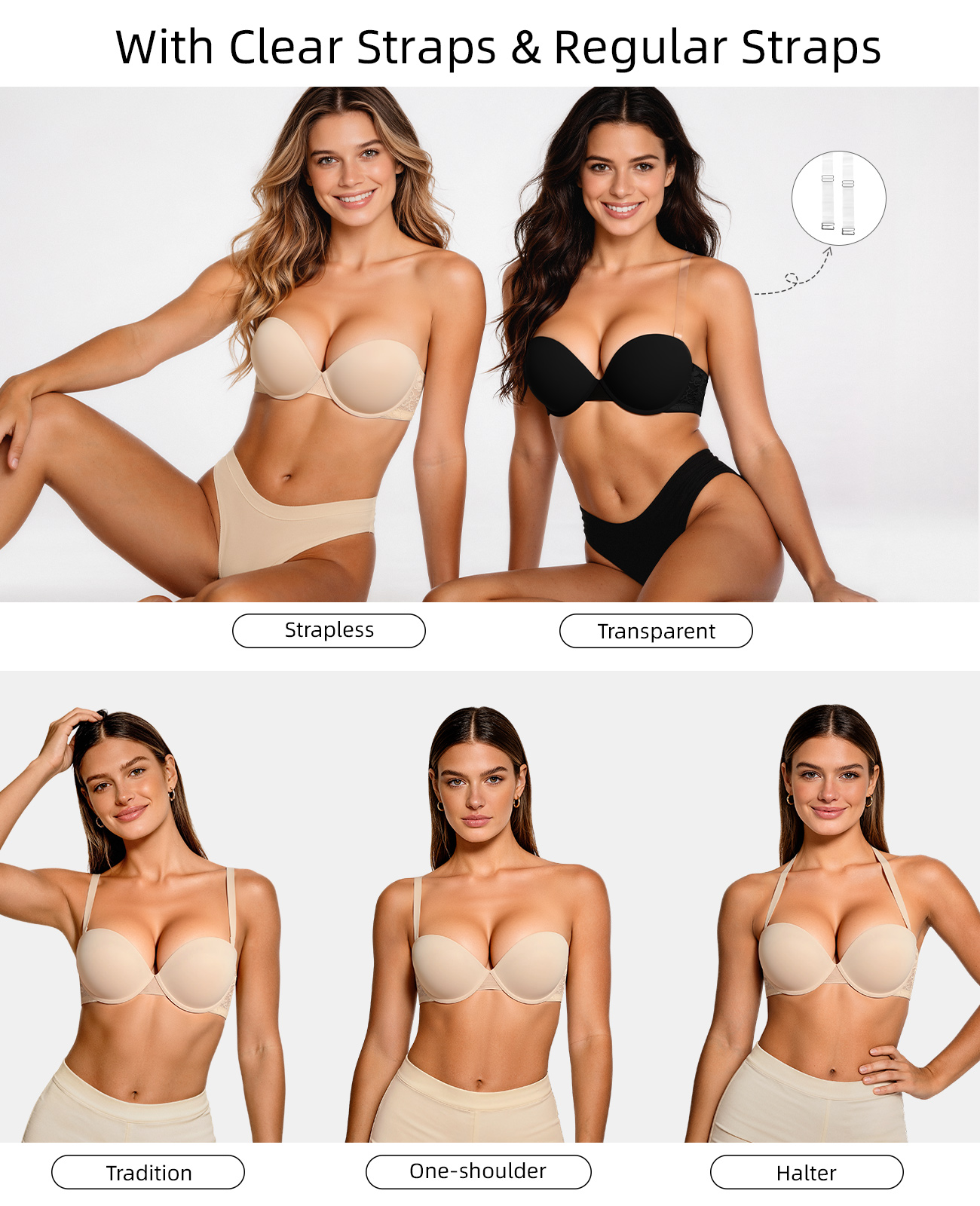 New Push Up Bra Women Lace Pad - Convertible Bra Multiway 评论和价格