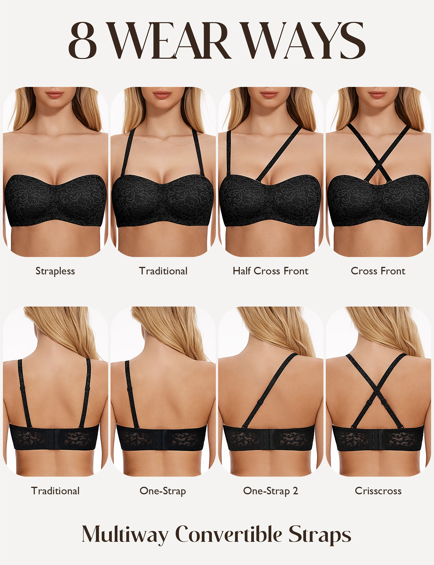 Wingslove Women's Strapless mu - Convertible Bra Multiway 评论和价格