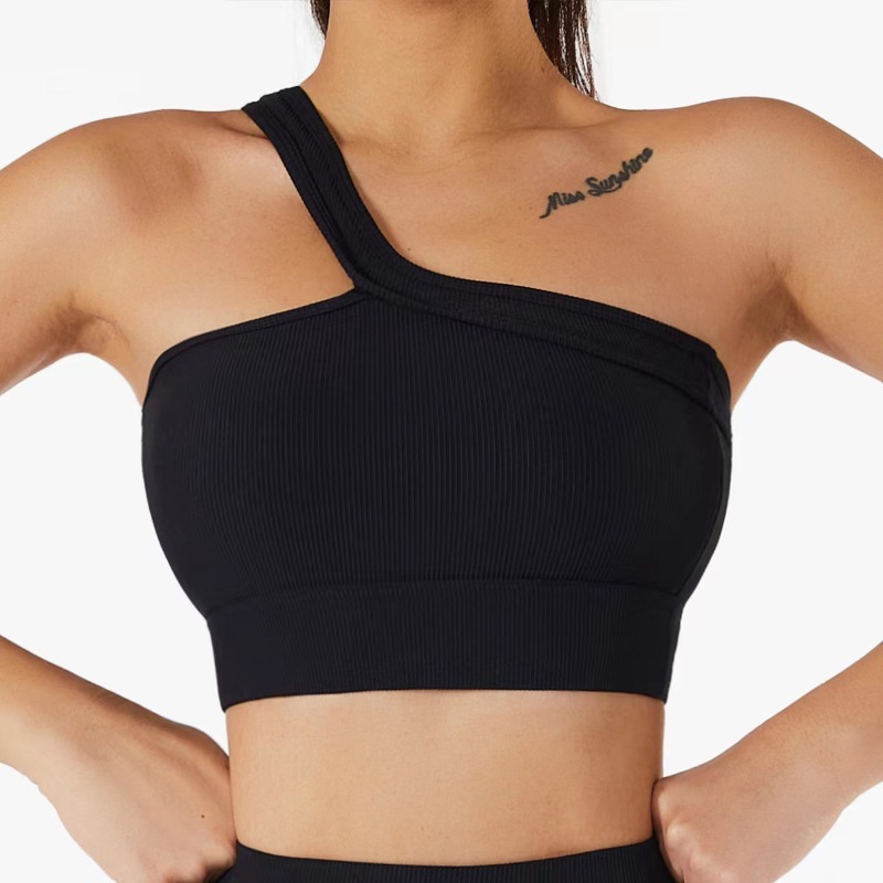 Women Single Shoulder Sexy Yog - T Shirt Bra Seamless 评论和价格