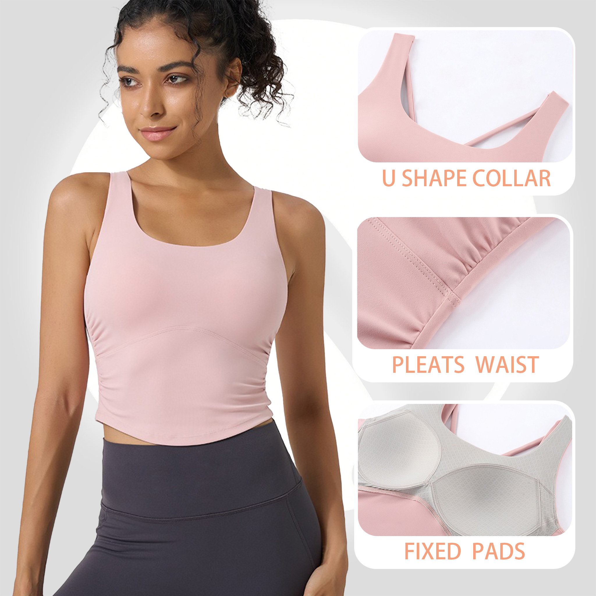 Women's Fixed Cup Yoga Sports  - Sports Bra Racerback 评论和价格