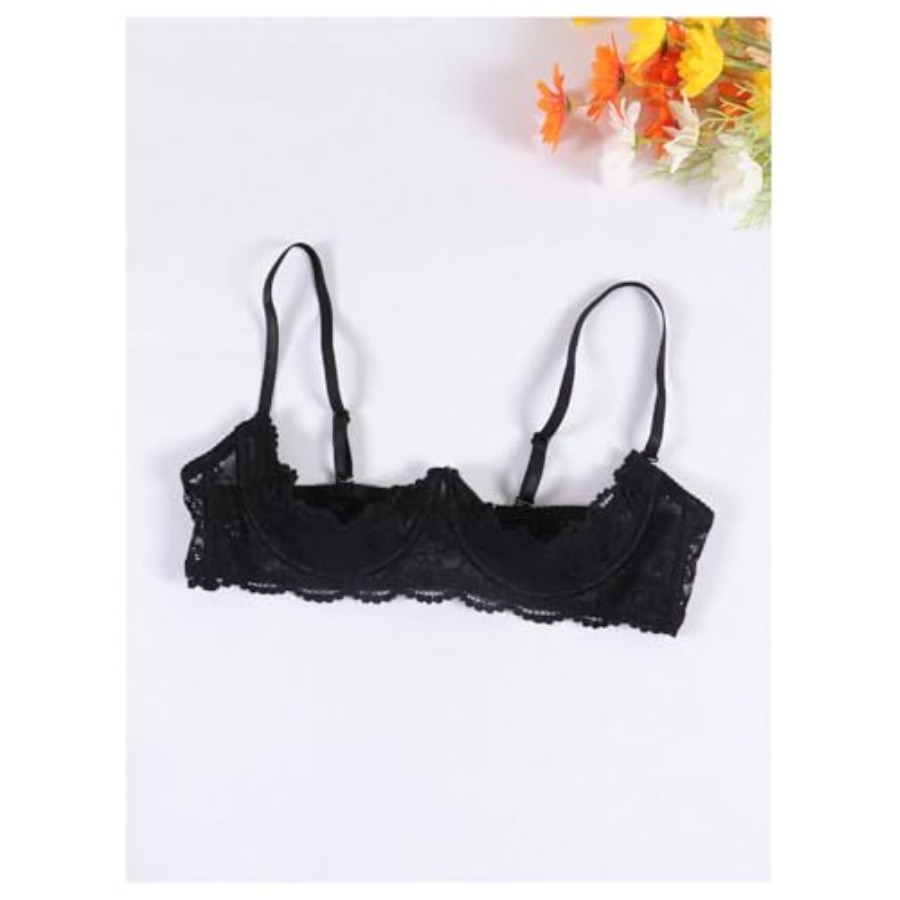 OYOANGLE Women's 1/4 Cup Lace  - Demi Bra Balconette 评论和价格