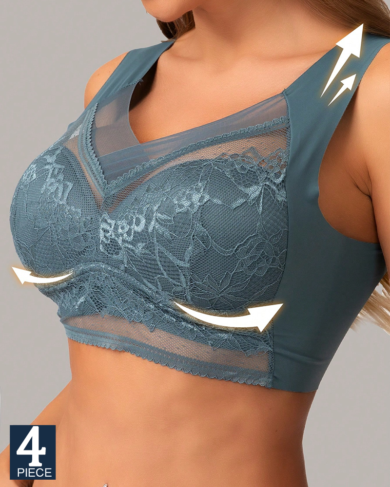 4Pcs Plus Size Women Seamless  - Plunge Bra Push Up 评论和价格